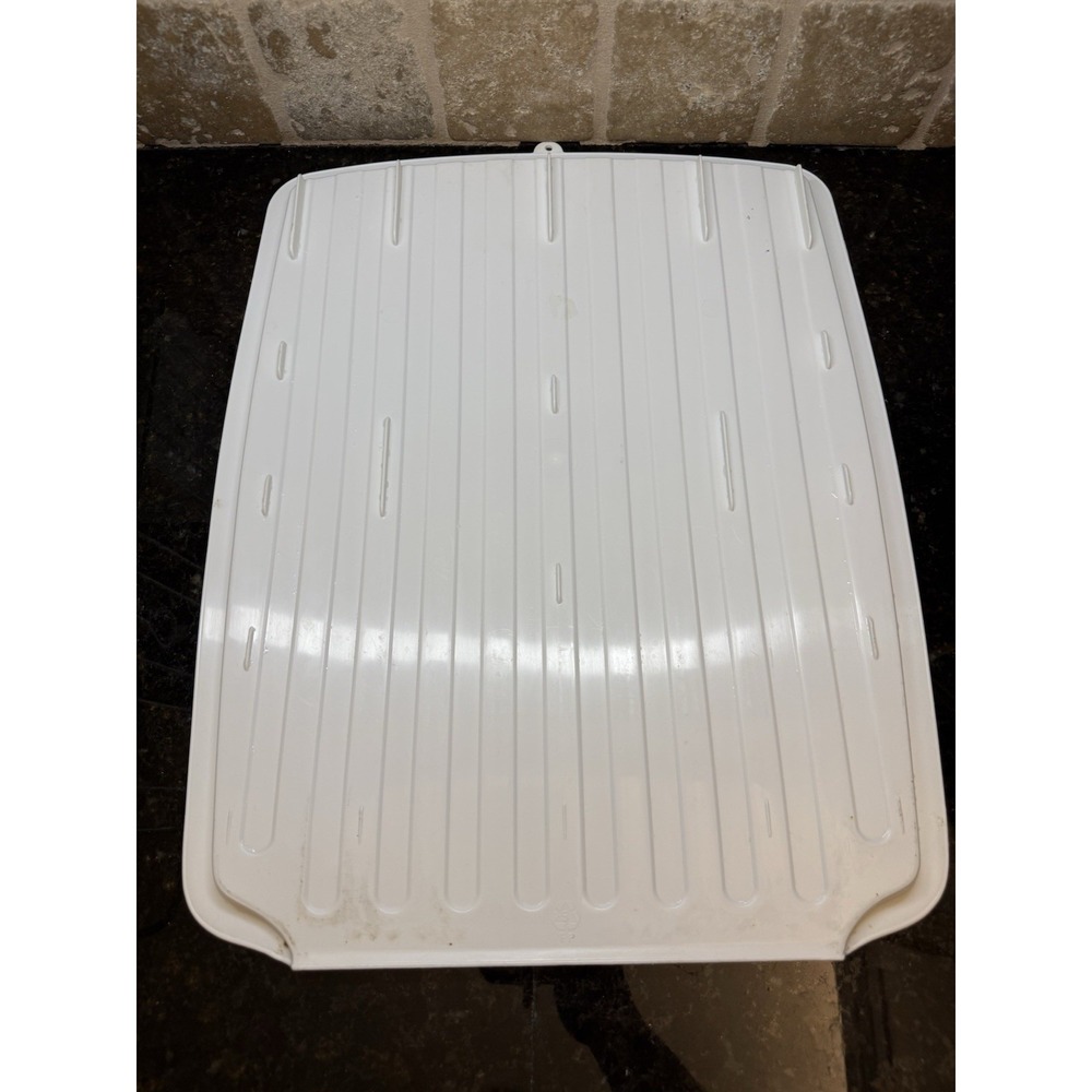 Vintage Rubbermaid White Coated Dish Drying Rack W/Silverware Cup & Drain Mat - Picture 7 of 16